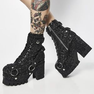 Never Turn Down Glitter Harness Boots Size 8